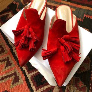 Red Suede Mules